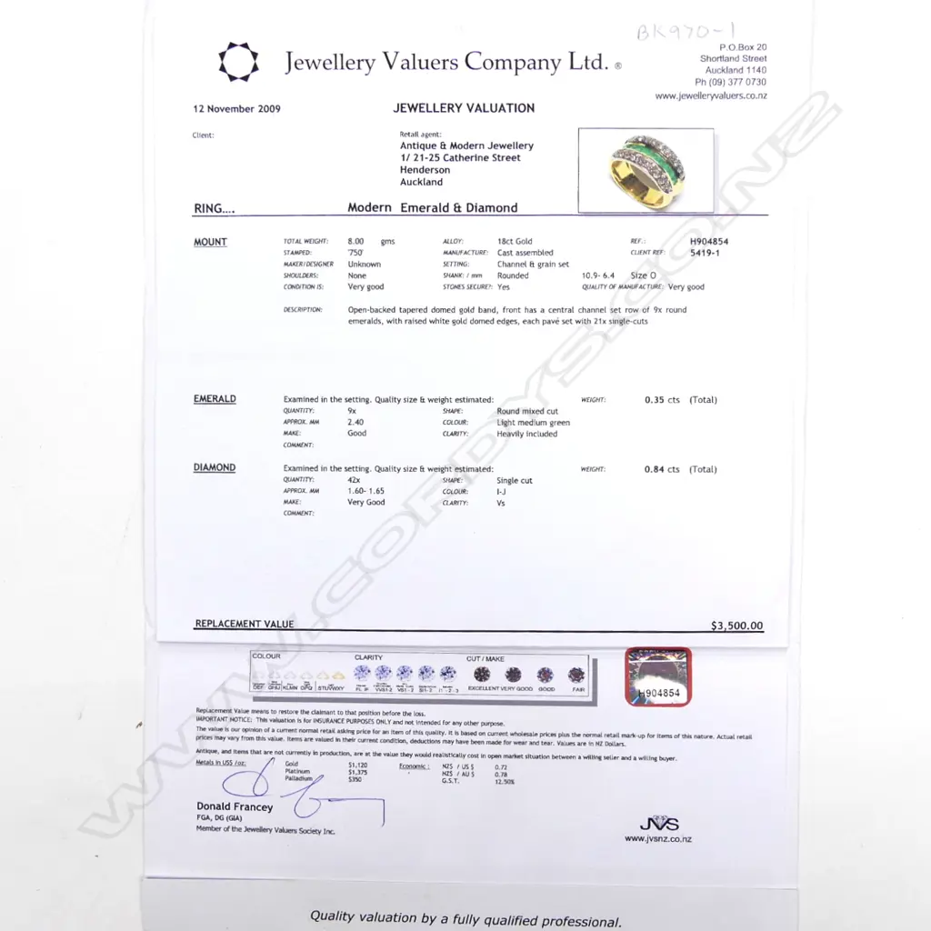 An 18ct gold diamond and emerald dress ring Image 1++