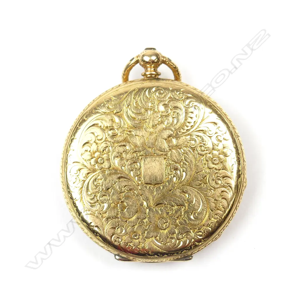 A 19thC 18ct. yellow gold mid-sized open faced pocket watch Image 1++