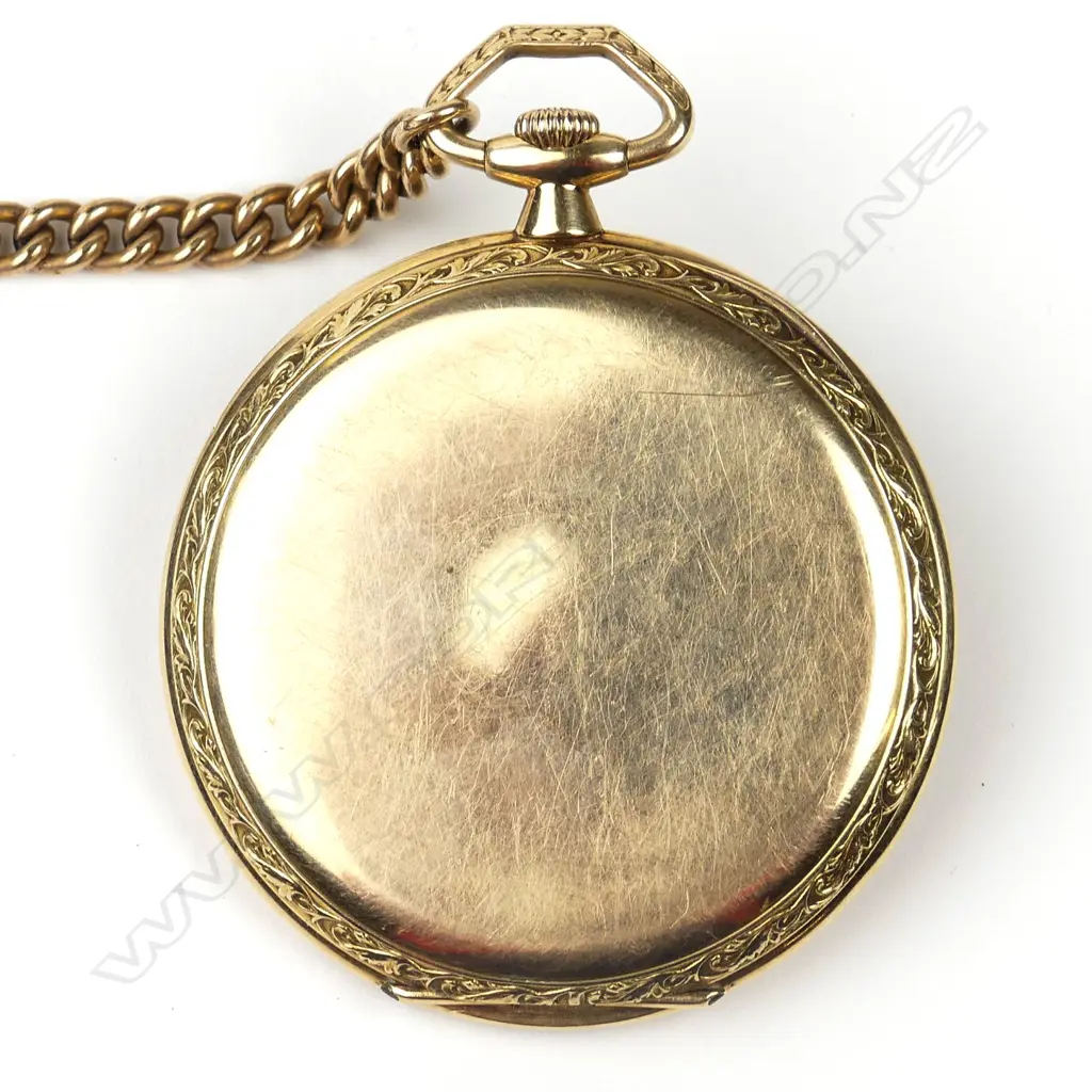 An Art Deco 14ct. gent's 'Revue' pocket watch Image 1++