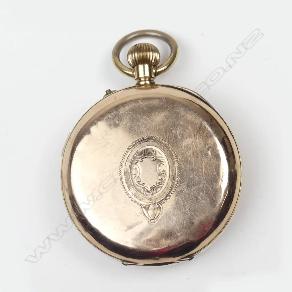 An early 20thC 9ct. rose gold doctor's open face pocket stopwatch Image 1++