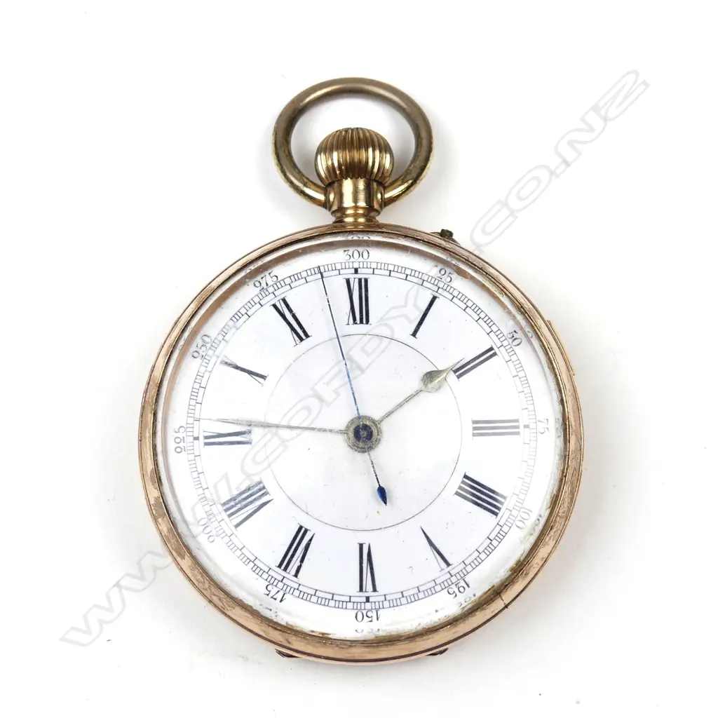 An early 20thC 9ct. rose gold doctor's open face pocket stopwatch Image 1++