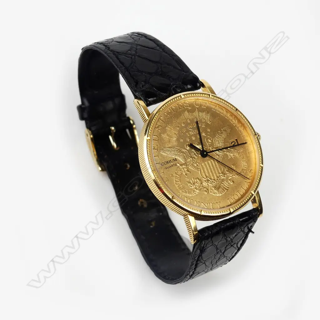 A Corum 18ct. yellow gold $20 double eagle wristwatch Image 1++