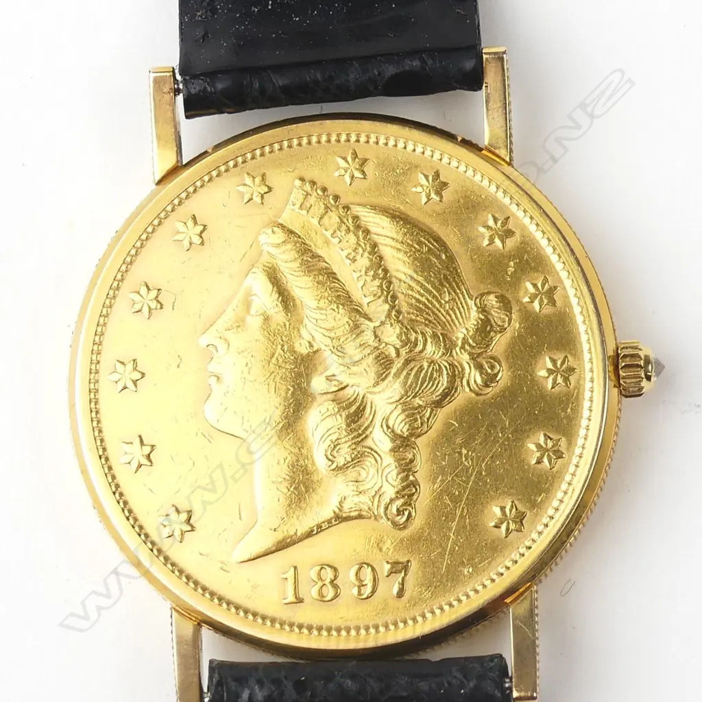 A Corum 18ct. yellow gold $20 double eagle wristwatch Image 1++