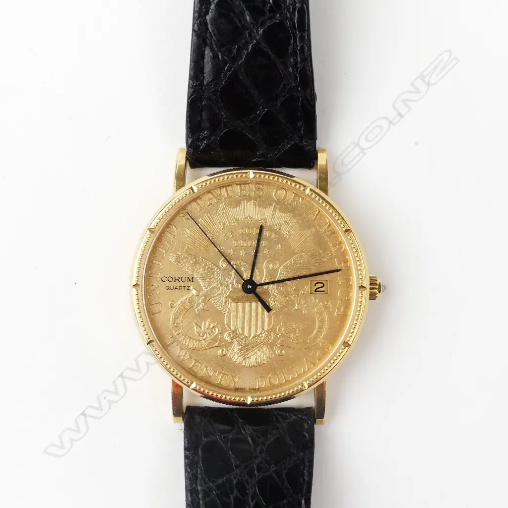 A Corum 18ct. yellow gold $20 double eagle wristwatch Image 1++