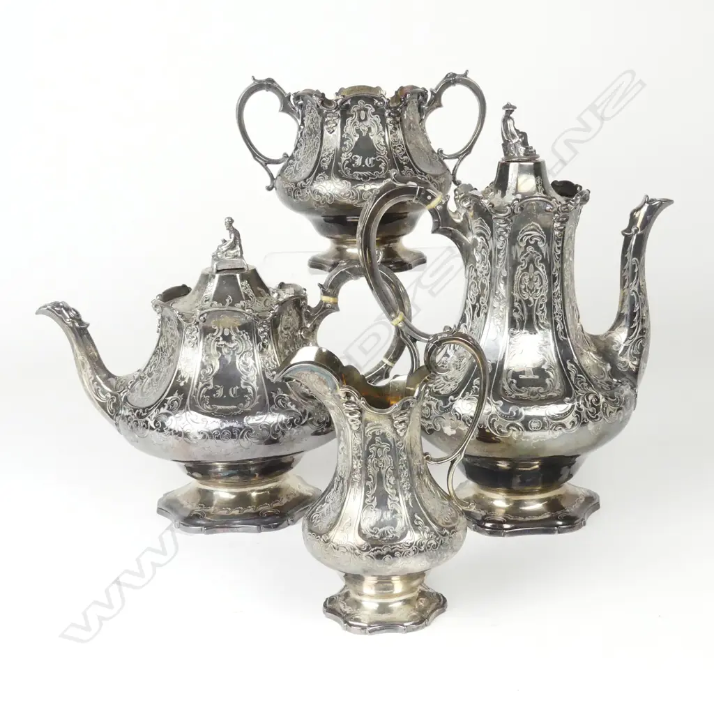 A four piece Victorian silver tea and coffee set Image 1++