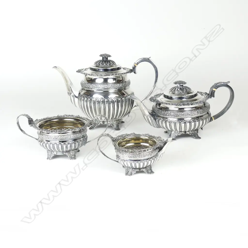 A George III silver four piece tea set Image 1++