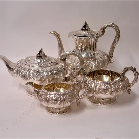 A quality William IV silver four piece tea and coffee service