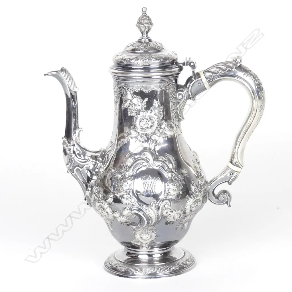 A George II silver coffee pot Image 1++