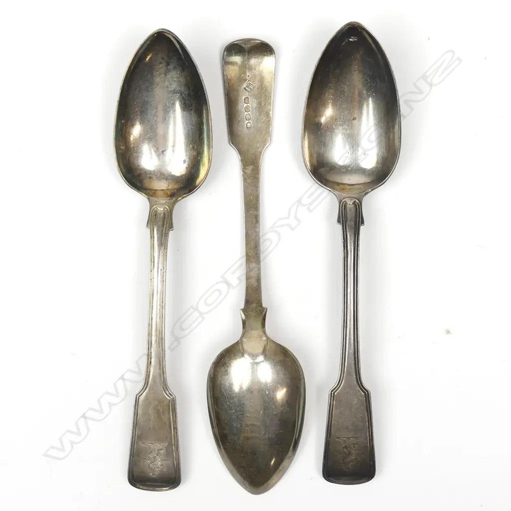 Three George III silver tablespoons Image 1++