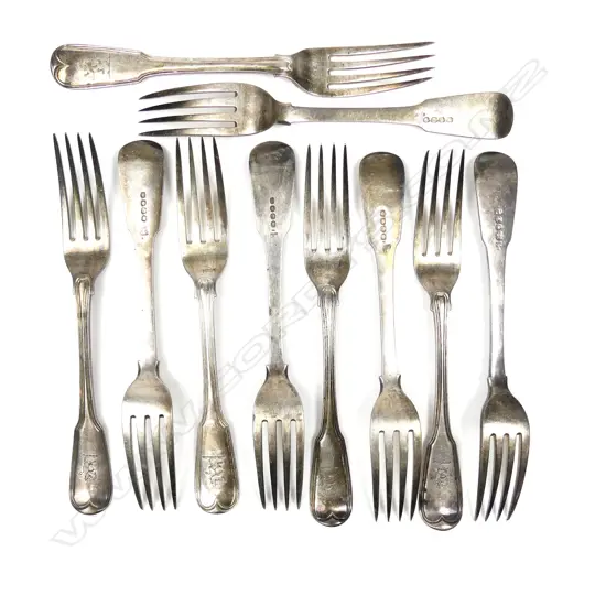 Ten Georgian silver forks