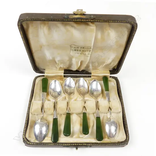 A boxed set of six NZ silver coffee spoons