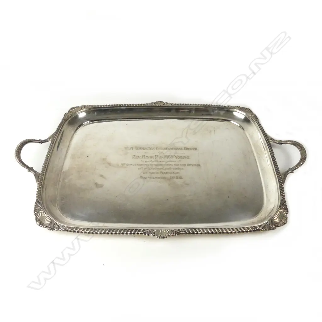 An early 1900s silver two handled tray Image 1++