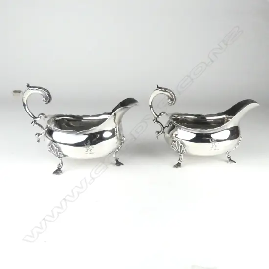 Two George III silver fat belly sauce boats