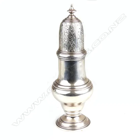 A large silver sugar caster