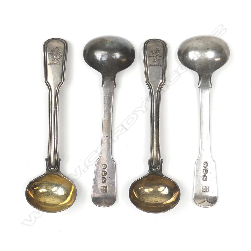 Four George III silver salt spoons Image 1++