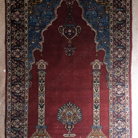 A fine semi-antique wool-on-cotton prayer rug