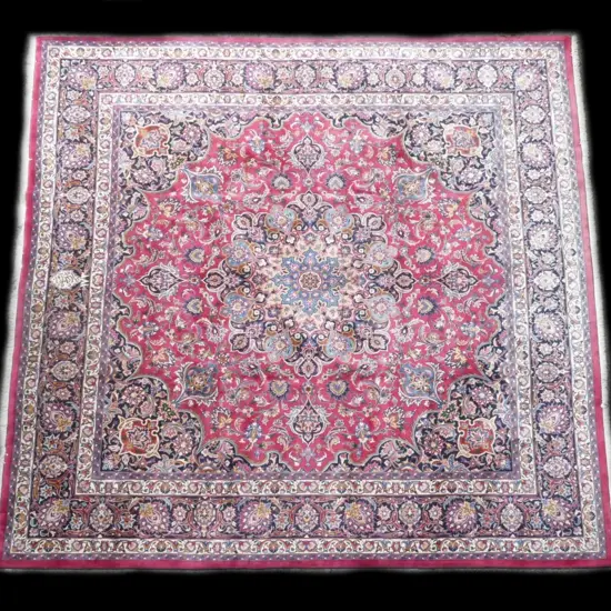 A large Iranian Kashan carpet of uncommonly almost square shape