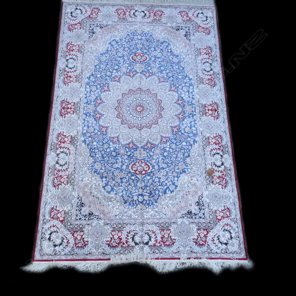 A fine silk pile and silk foundation hand knotted carpet Image 1++