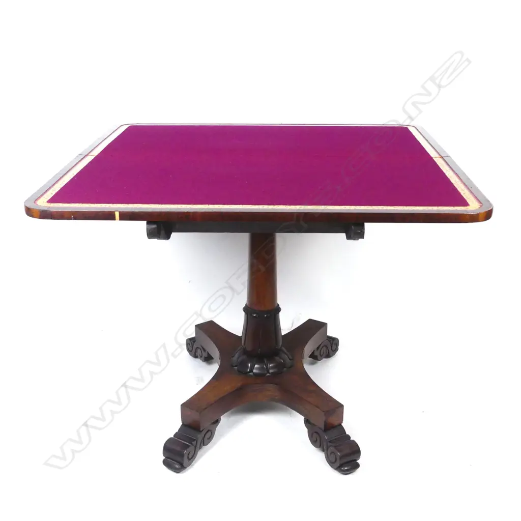A William IV rosewood fold over top card table Image 1++