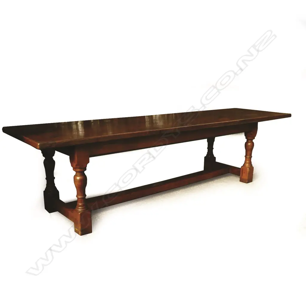 A good mid/late 20thC George III oak country style refectory dining table Image 1++