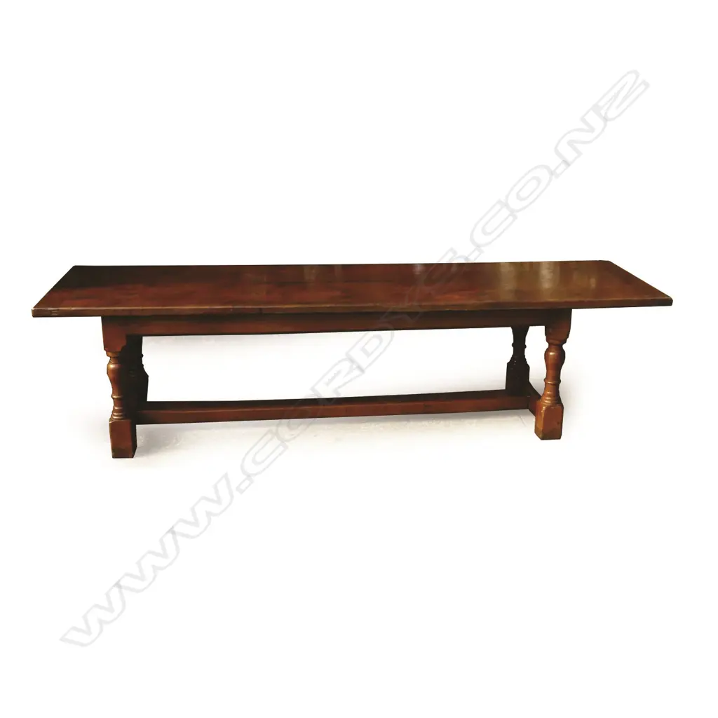 A good mid/late 20thC George III oak country style refectory dining table Image 1++