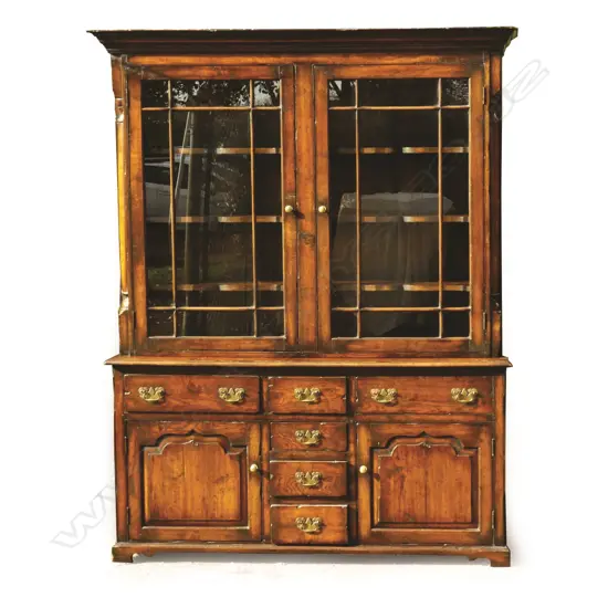 A good George III country style 20thC oak glazed back dresser