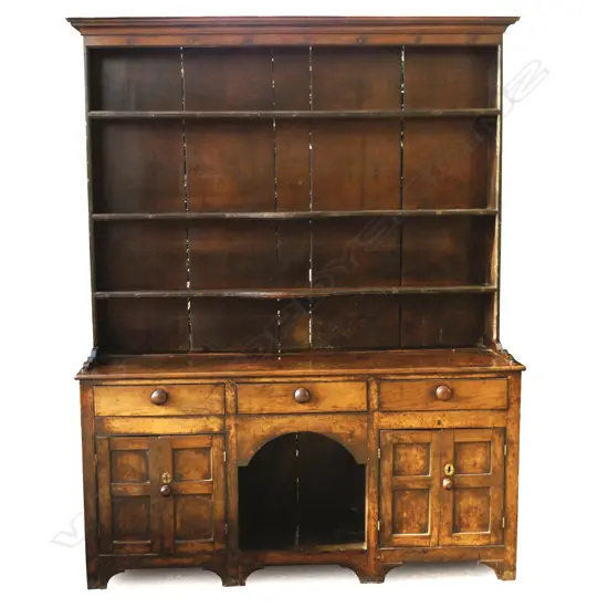 A George III country plate rack back dresser