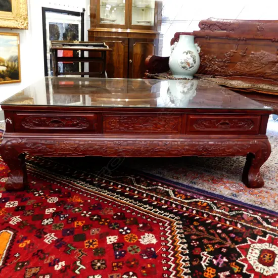 A large Chinese rosewood low table
