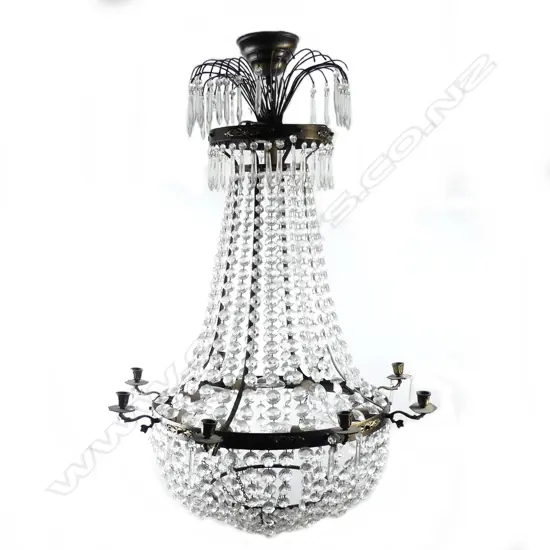 A vintage crystal chandelier
