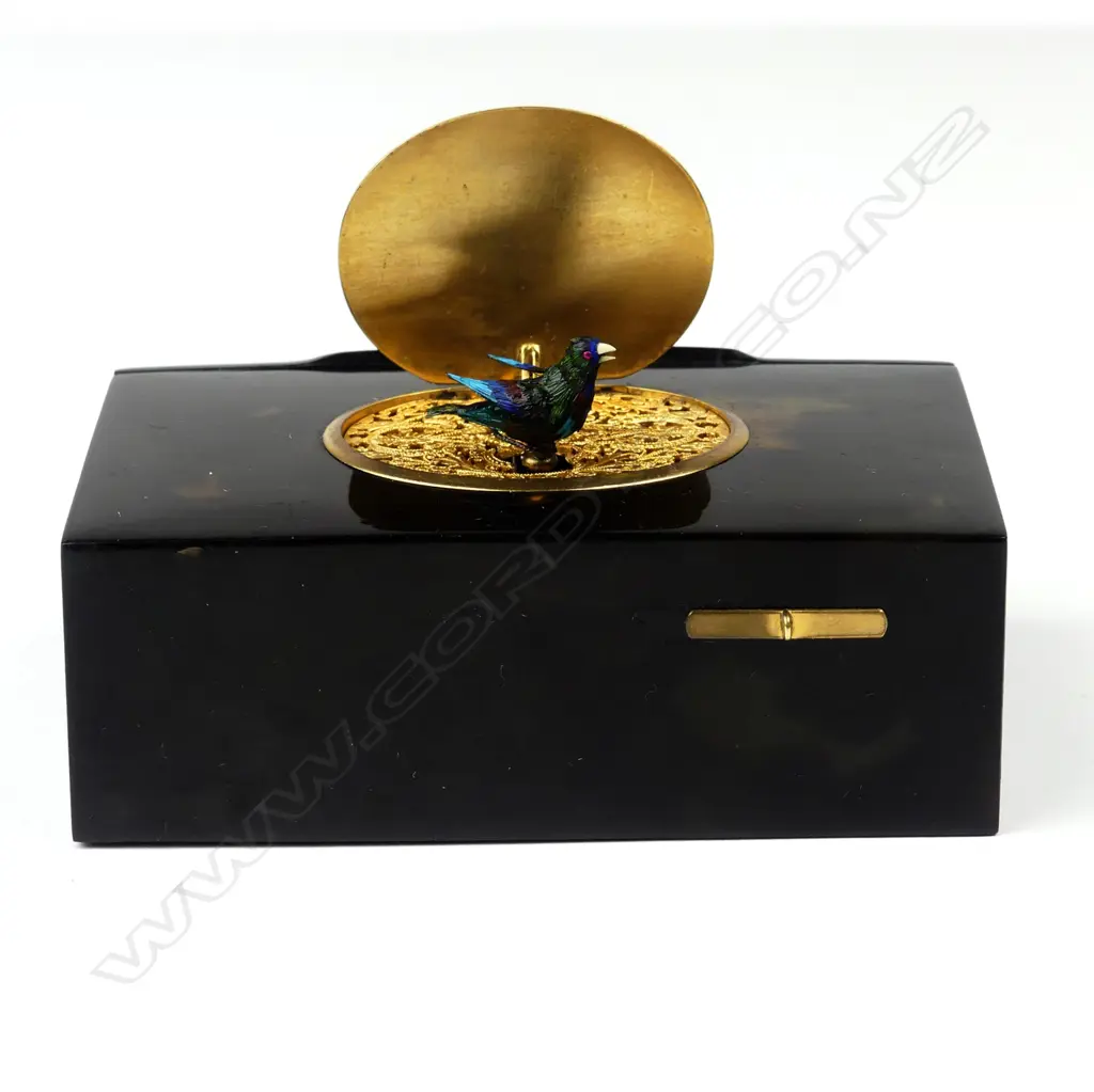 A rare late 19thC French Bontems singing bird tortoiseshell box Image 1++