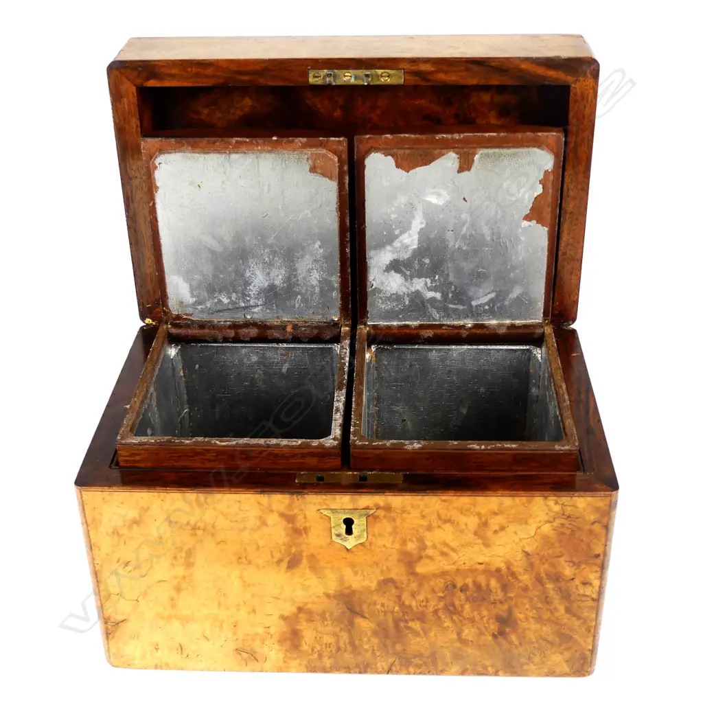 A Victorian burr walnut tea caddy Image 1++