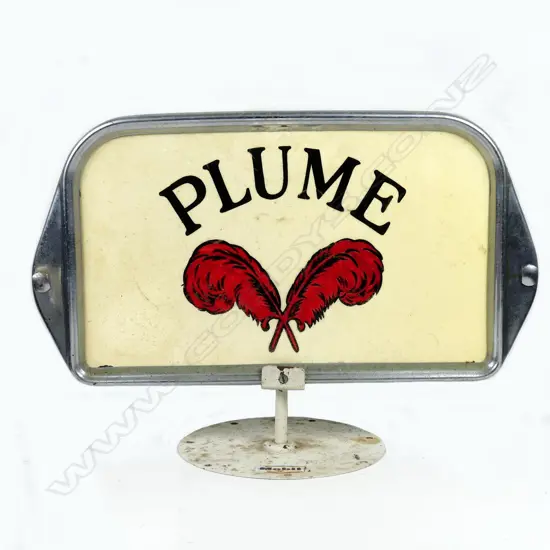 A vintage Plume Motor Spirit enamel and metal sign