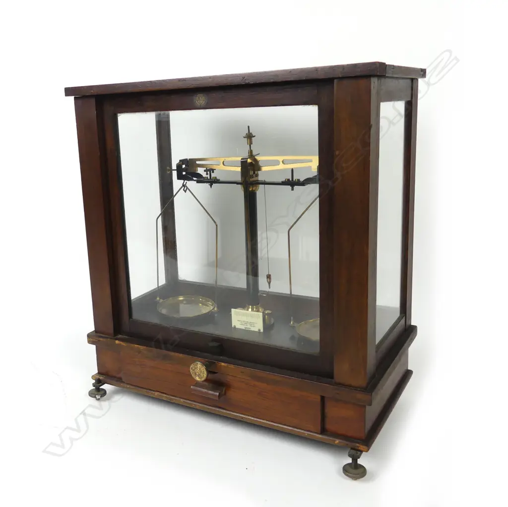 A large antique set of laboratory balance scales Image 1++