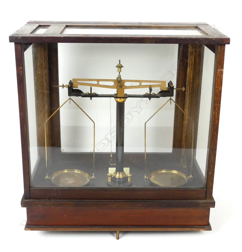 A large antique set of laboratory balance scales Image 1++