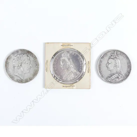Three British silver crowns