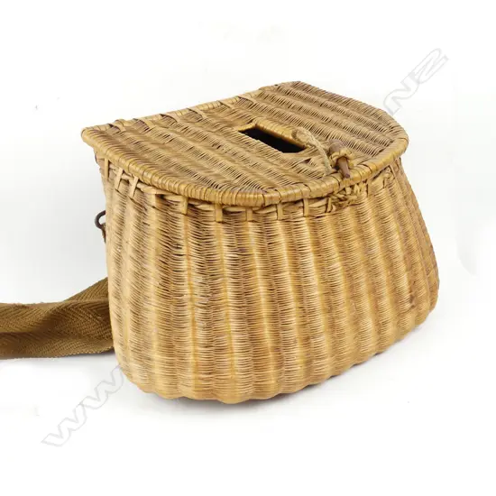 An excellent 1920s miniature wicker fishing creel