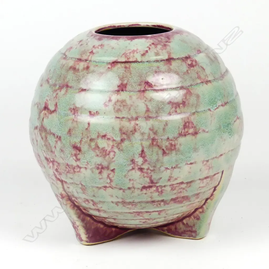 An early Crown Lynn/Ambrico banded spherical vase Image 1++