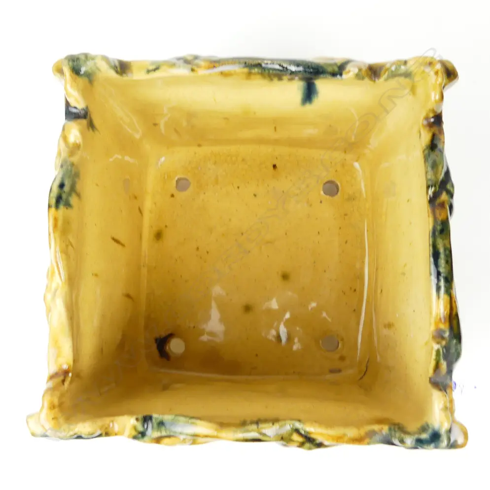 A good Luke Adams majolica glazed square jardinière Image 1++