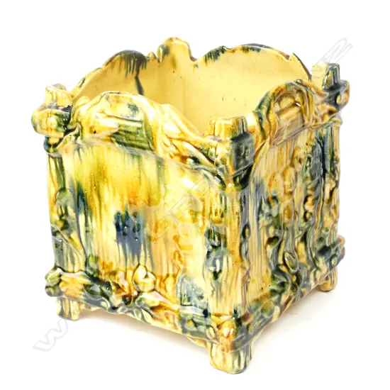 A good Luke Adams majolica glazed square jardinière