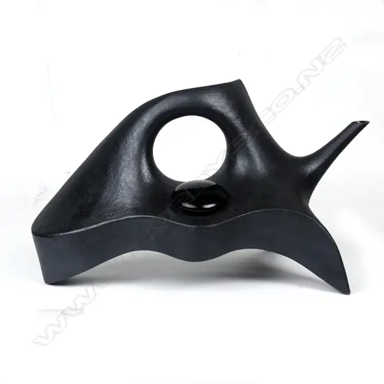 A large Rick Rudd hand-built black terracotta clay teapot