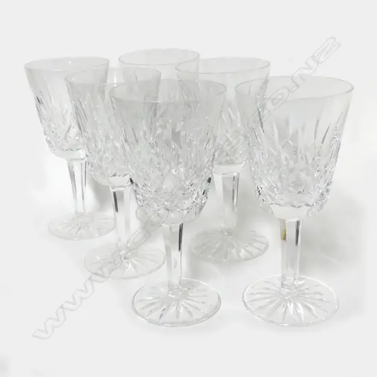 Six Waterford wine glasses