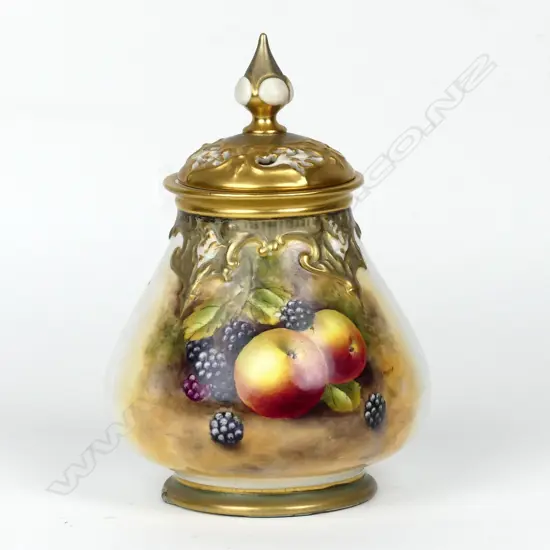 A Royal Worcester Hadley lidded potpourri jar