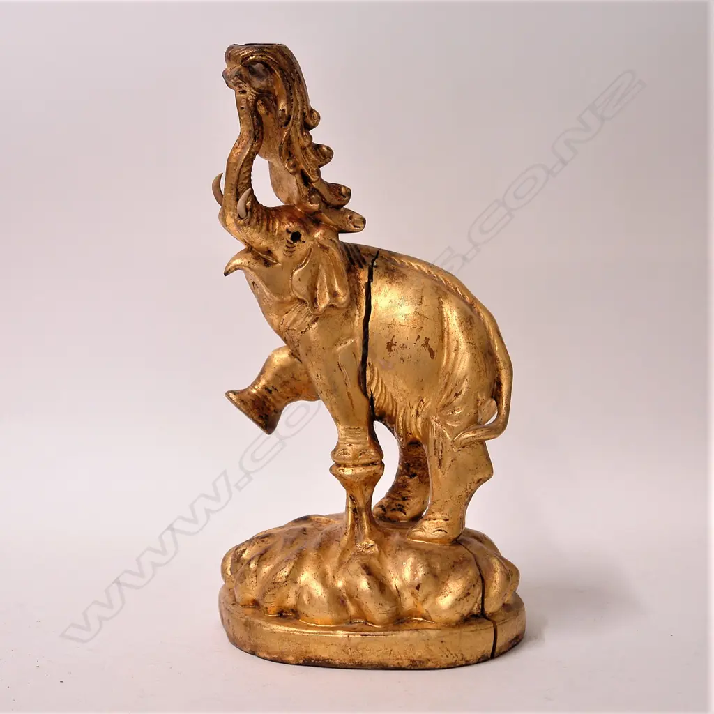 A Chinese carved and gilded hardwood temple elephant Image 1++
