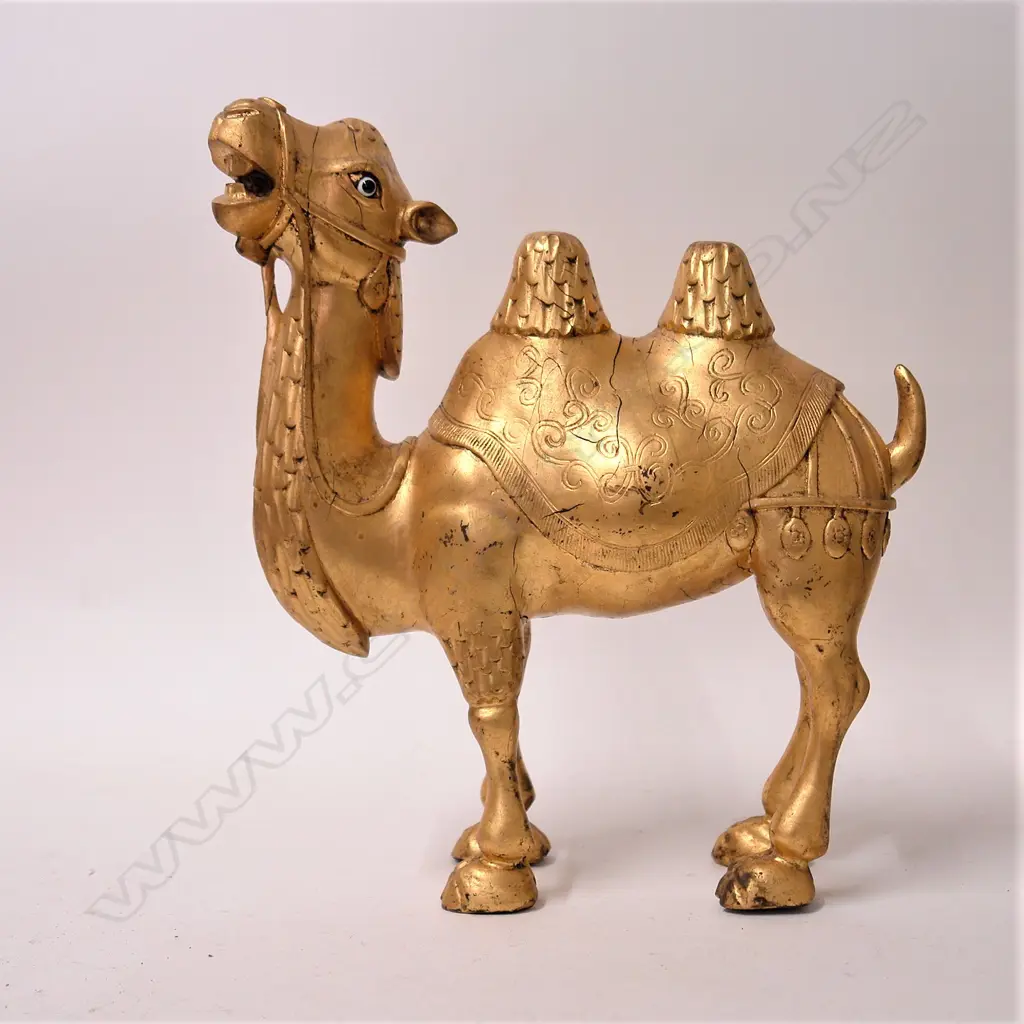 A Chinese carved and gilded temple camel Image 1++