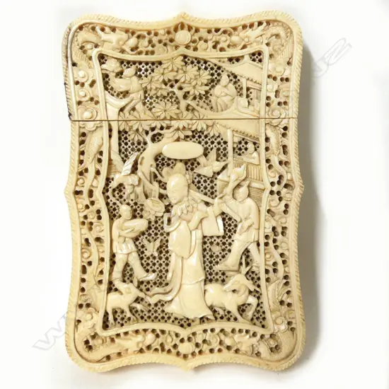 A Chinese carved ivory card case