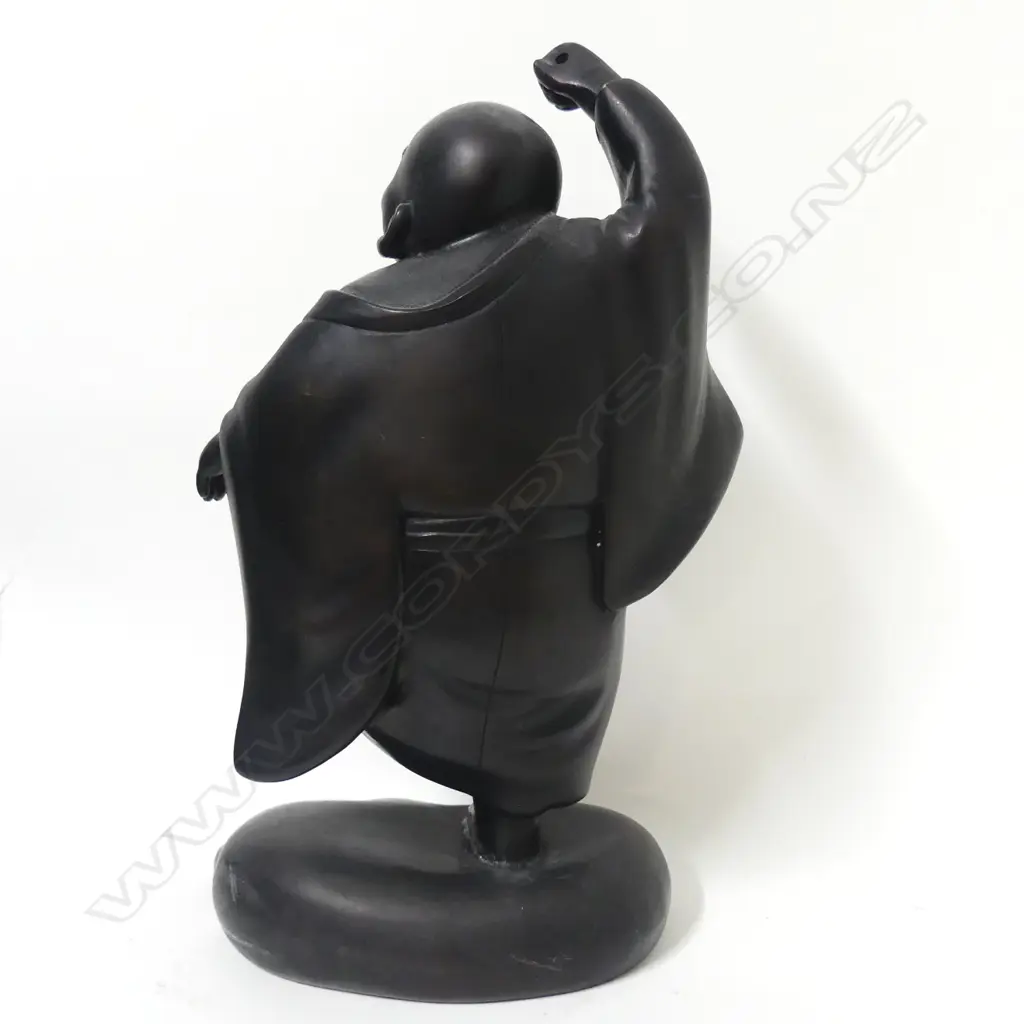 A dark patina bronze statue of Hotei Image 1++