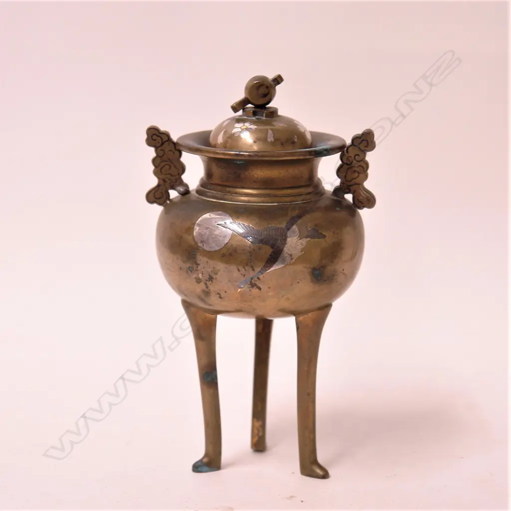 A Japanese Meiji inlaid bronze koro by Nogawa Image 1++