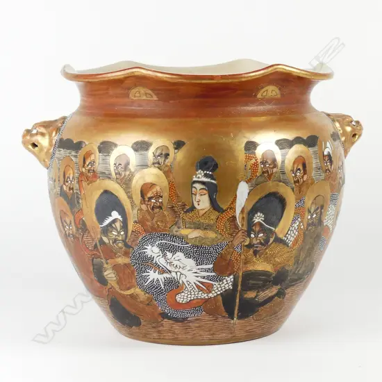 A large Satsuma earthenware jardinière