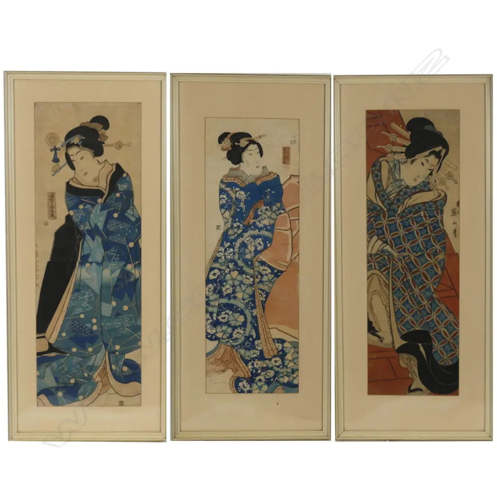 Three Japanese hashira-e woodblock pillar prints Image 1++