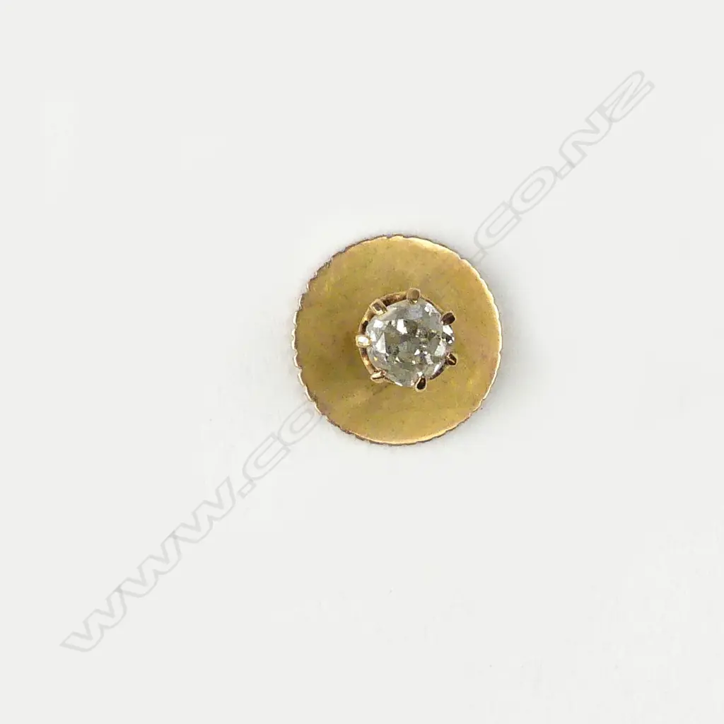 Adolph Kohn N.Z. colonial 15ct. rose gold and solitaire diamond shirt stud Image 1++